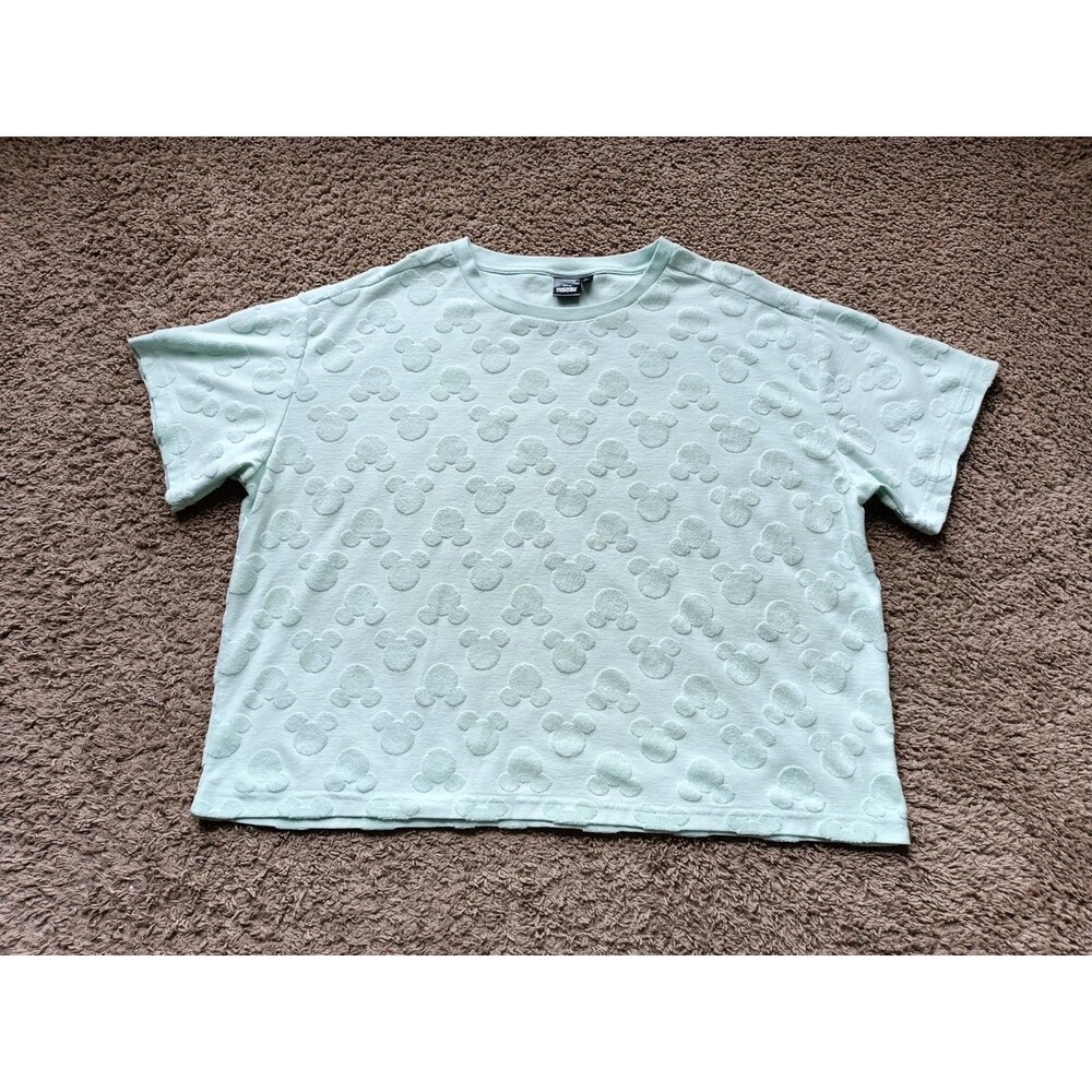 Disney Mickey Mouse Embossed Cropped T-Shirt Women's Size XL Tee
